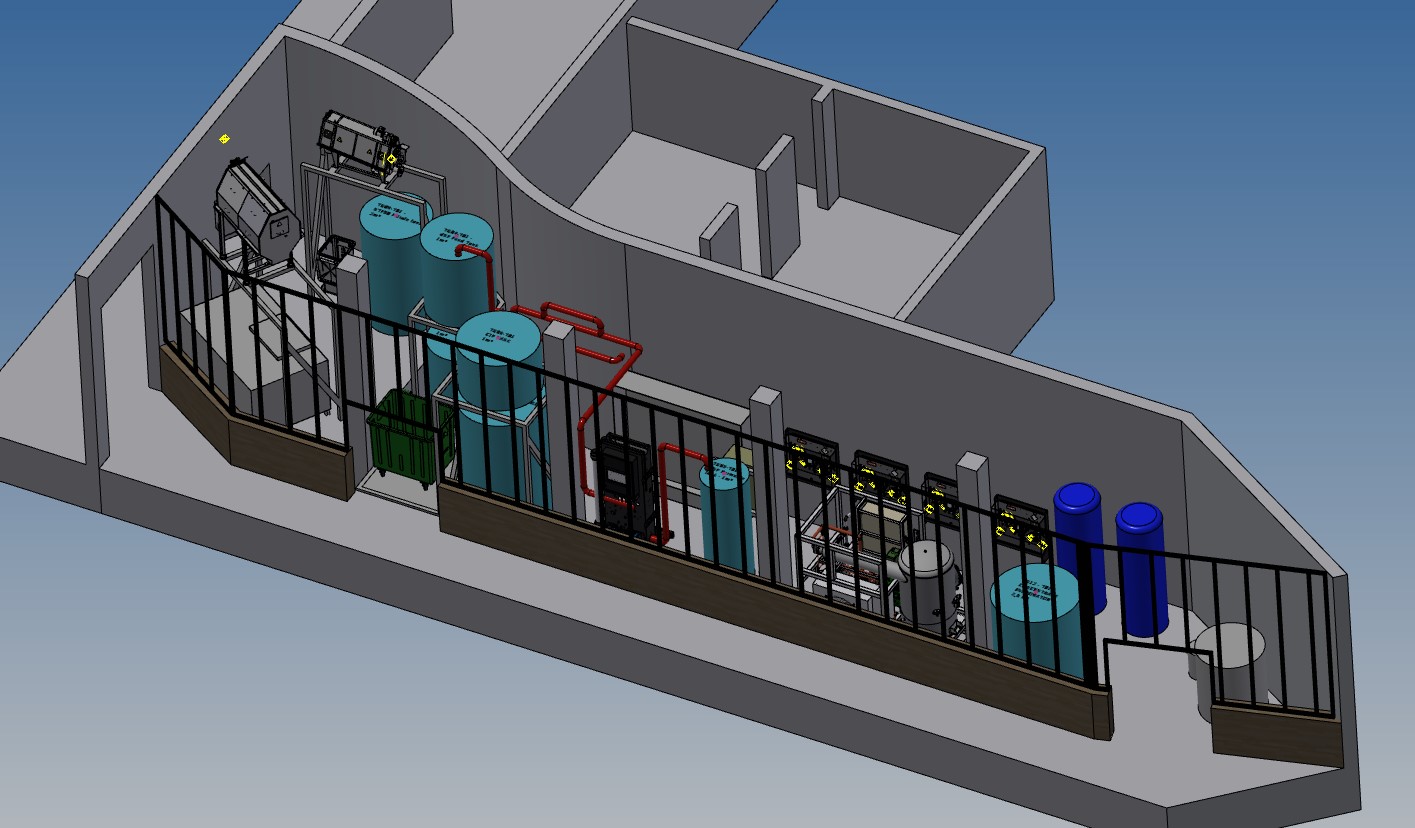 Opstellingstekening grijs en zwart water units